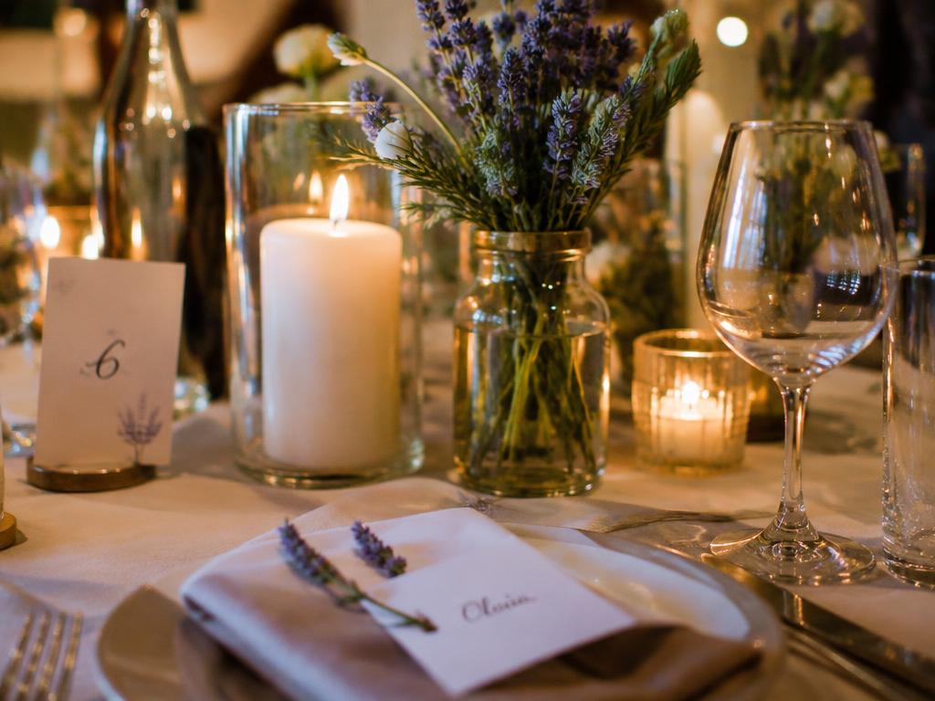Candlelight and lavender at table six
